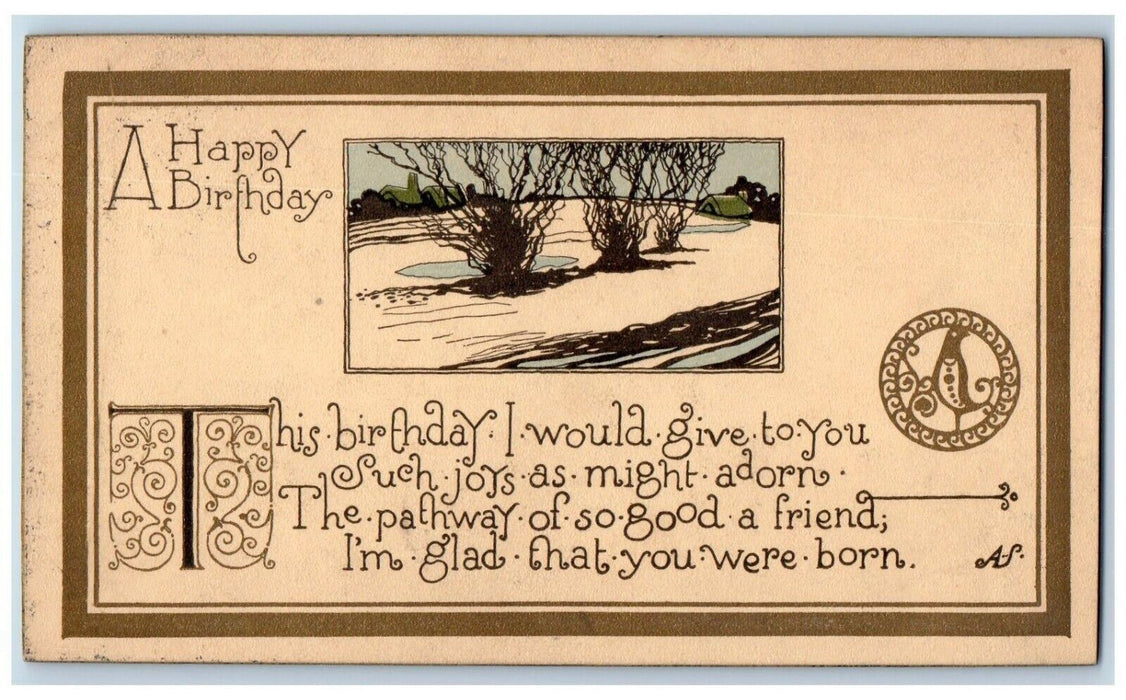 c1910's Happy Birthday Message Arts Crafts Pittsburg Pennsylvania PA Postcard