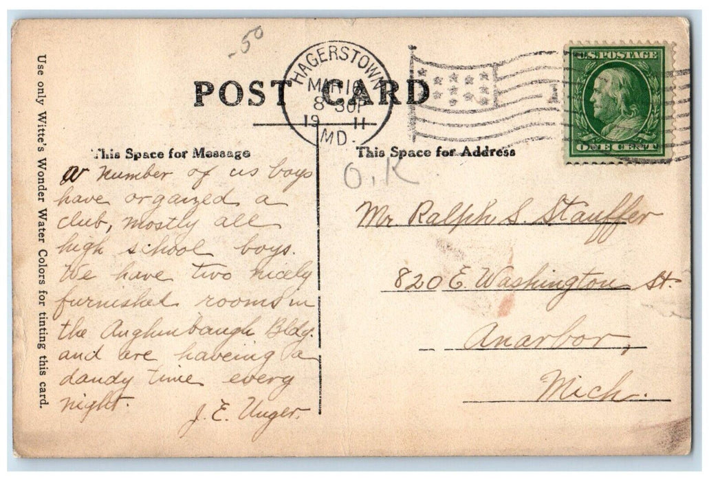 1911 Pretty Girl Lyons Hagerstown Maryland MD Posted Antique Postcard