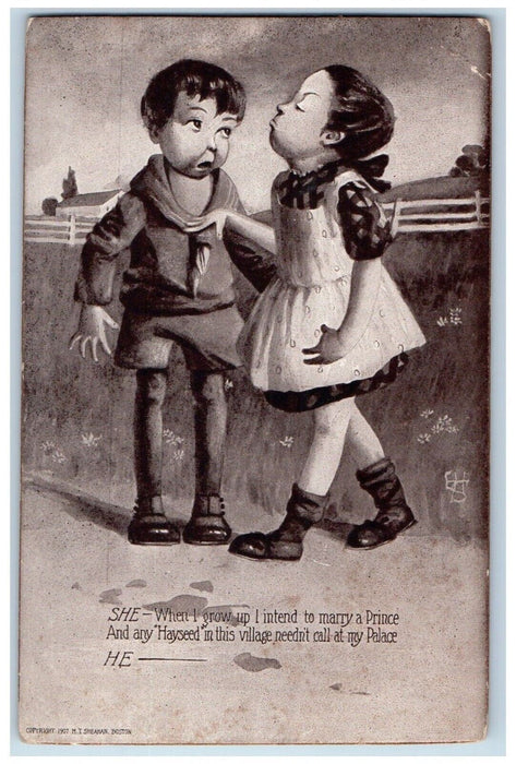 1908 Stuck Up Girl Romance Indianapolis Indiana IN Posted Antique Postcard