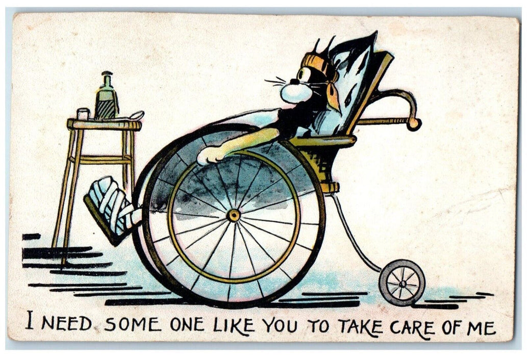 Cat Wheel Chair Humor I Need Someone Like You To Take Care Of Me Postcard