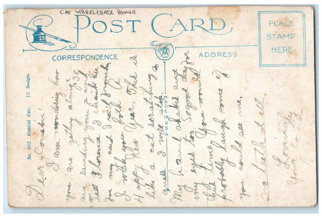 Cat Wheel Chair Humor I Need Someone Like You To Take Care Of Me Postcard
