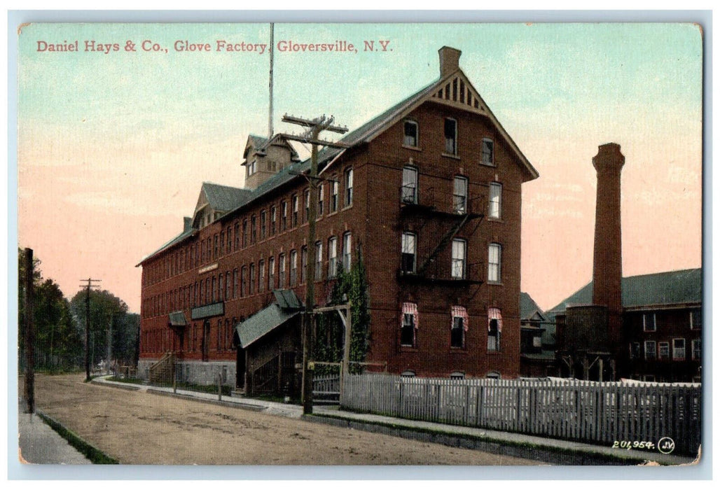 c1910 Daniel Hays & Co. Glove Factory Gloversville New York NY Postcard