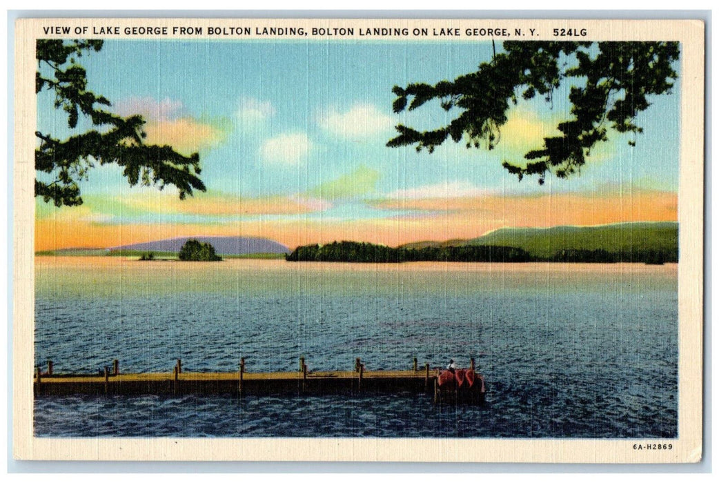 c1940's View of Lake George from Bolton Landing New York NY Postcard