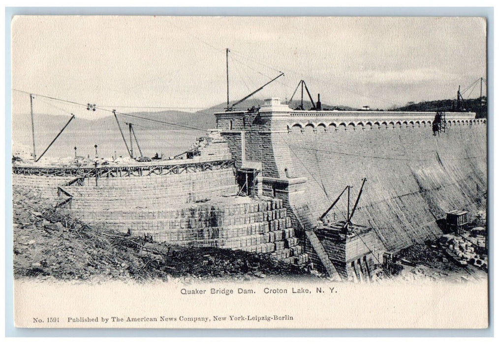 c1905 Quaker Bridge Dam Croton Lake New York NY Antique Unposted Postcard