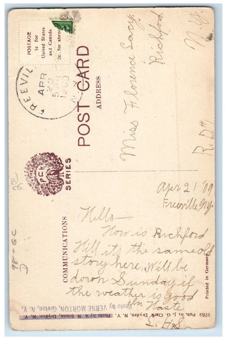 1909 Sulphur Springs Dryden New York NY Freeville NY PCK Series Postcard