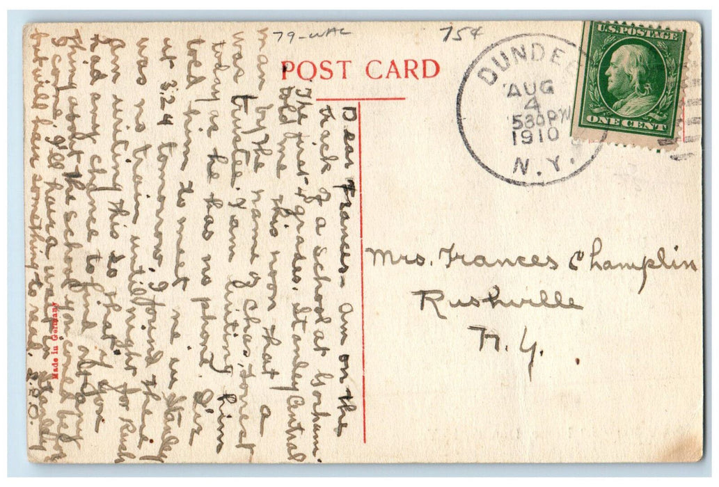 1910 Lett's Memorial Home Dundee New York NY Antique Posted Postcard