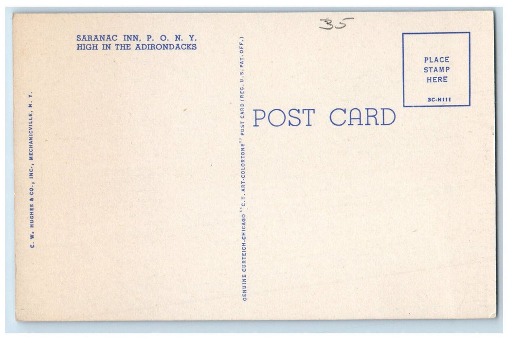 c1950's Saranac Inn P.O.N.Y. High In The Adirondacks New York NY Postcard