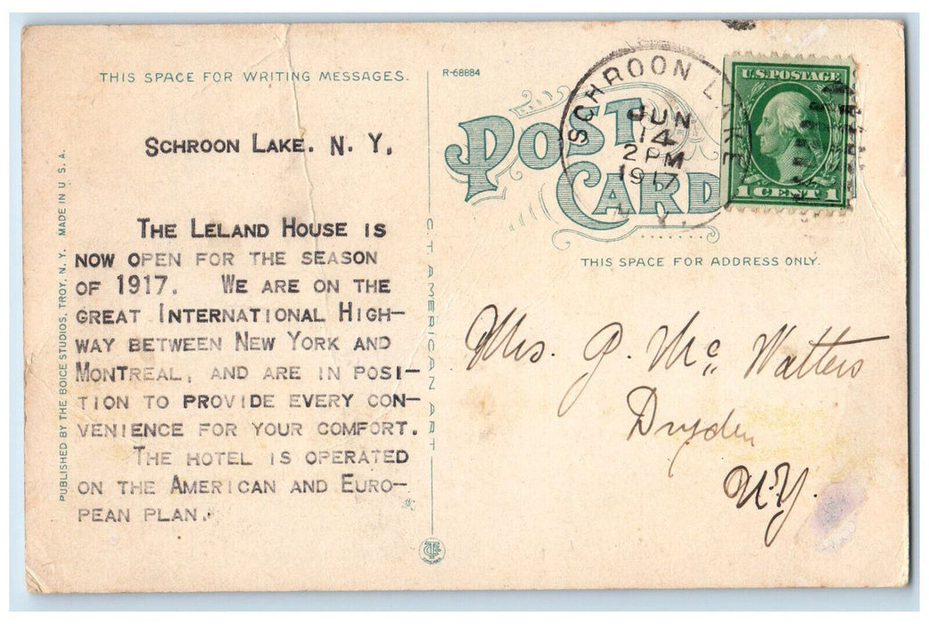 1917 Leland House Schroon Lake New York NY Antique Posted Postcard