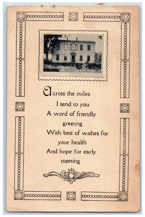 1919 P.O. Harpersfield New York NY Friendly Greeting Message Postcard