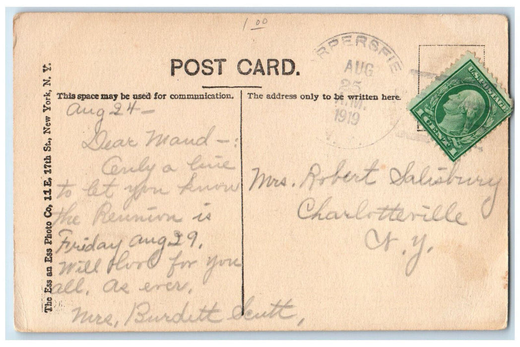 1919 P.O. Harpersfield New York NY Friendly Greeting Message Postcard