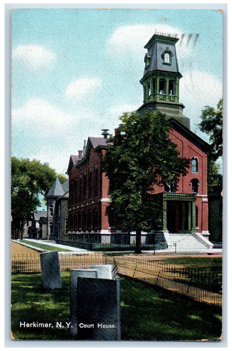 1911 Entrance to Court House Herkimer New York NY Antique Posted Postcard