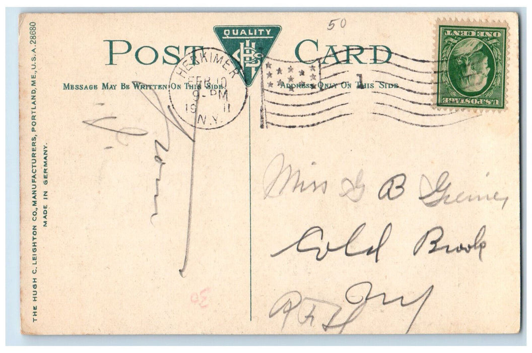 1911 Entrance to Court House Herkimer New York NY Antique Posted Postcard