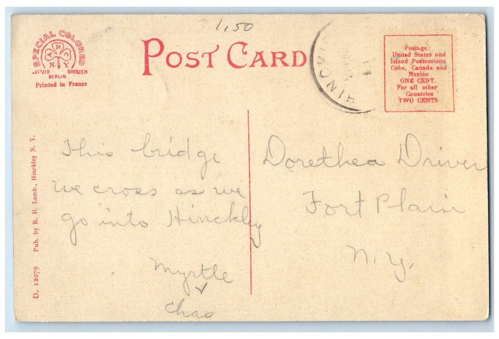c1910 Birds Eye View of Hinckley Railroad New York NY Antique Postcard