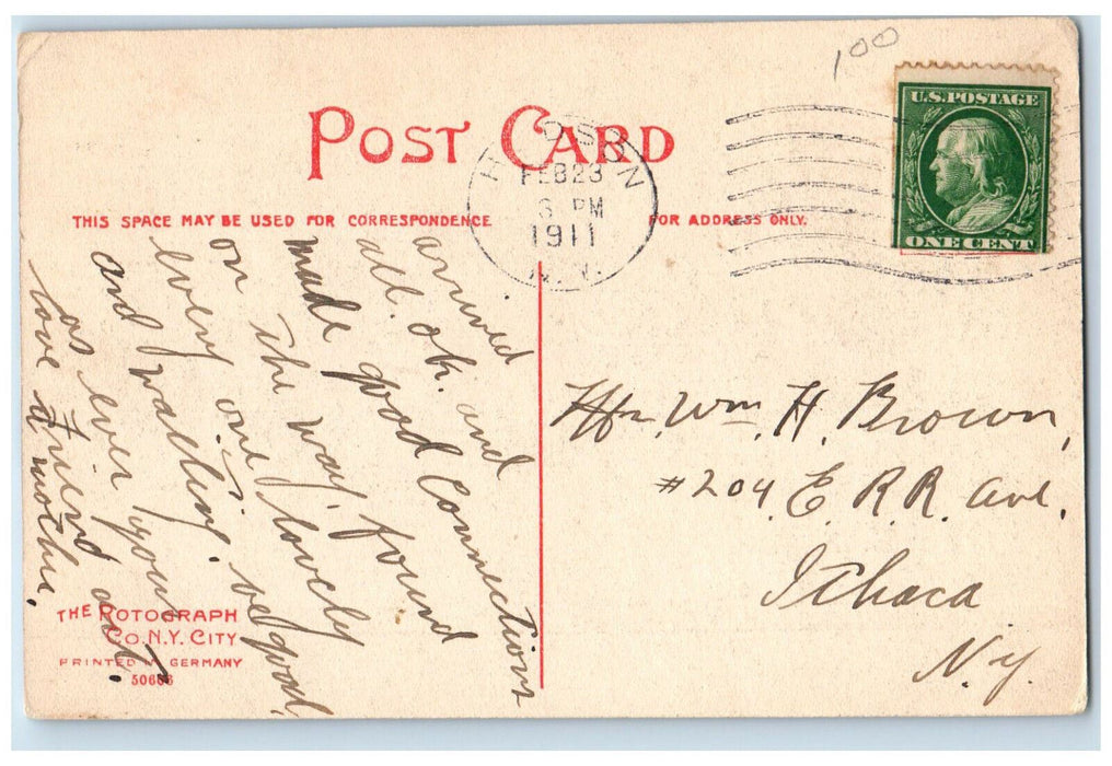 1911 Mount Ray Reservoir Hudson New York NY Antique Posted Postcard