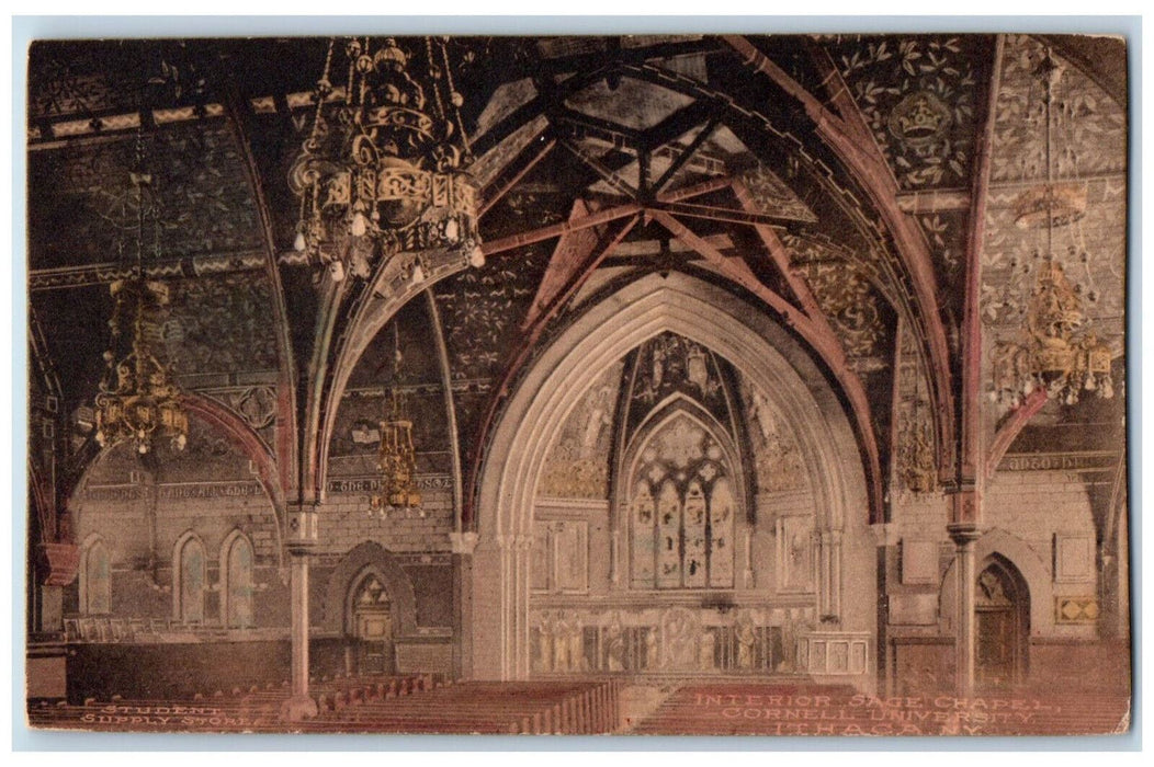 c1950's Interior Sage Chapel Cornell University Ithaca New York NY Postcard