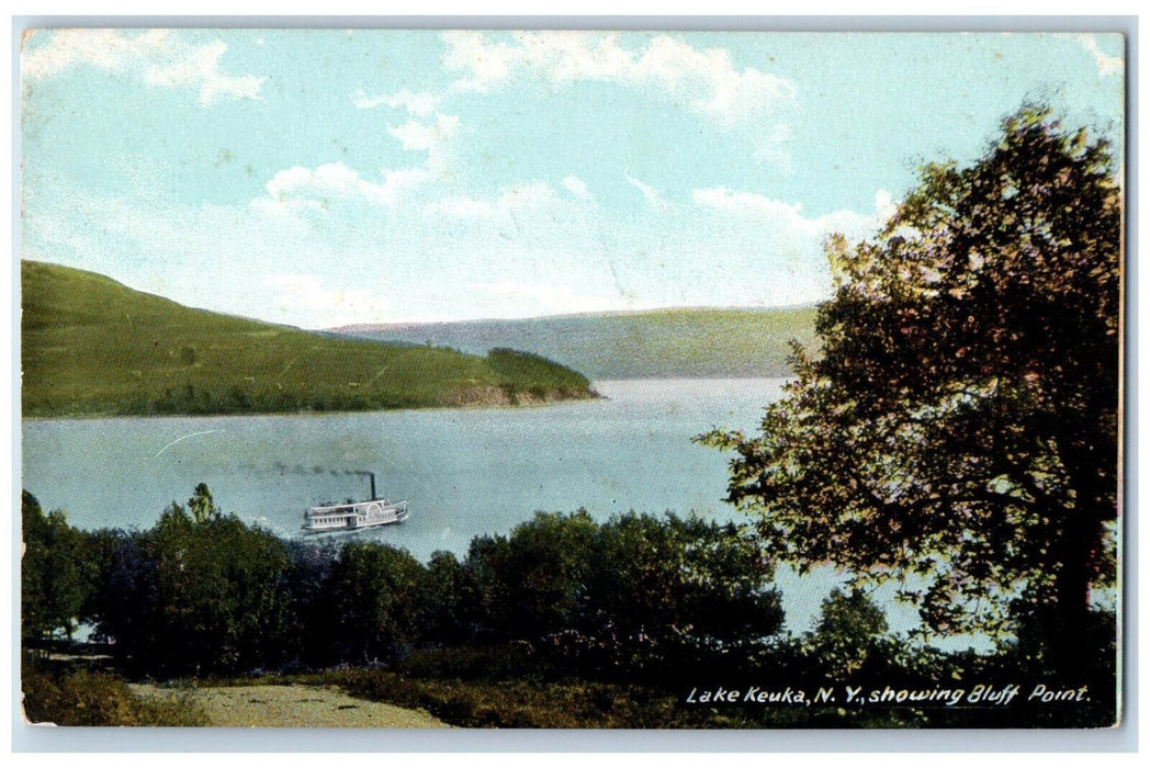 1910 Steamer Bluff Point Lake Keuka New York NY Antique Posted Postcard