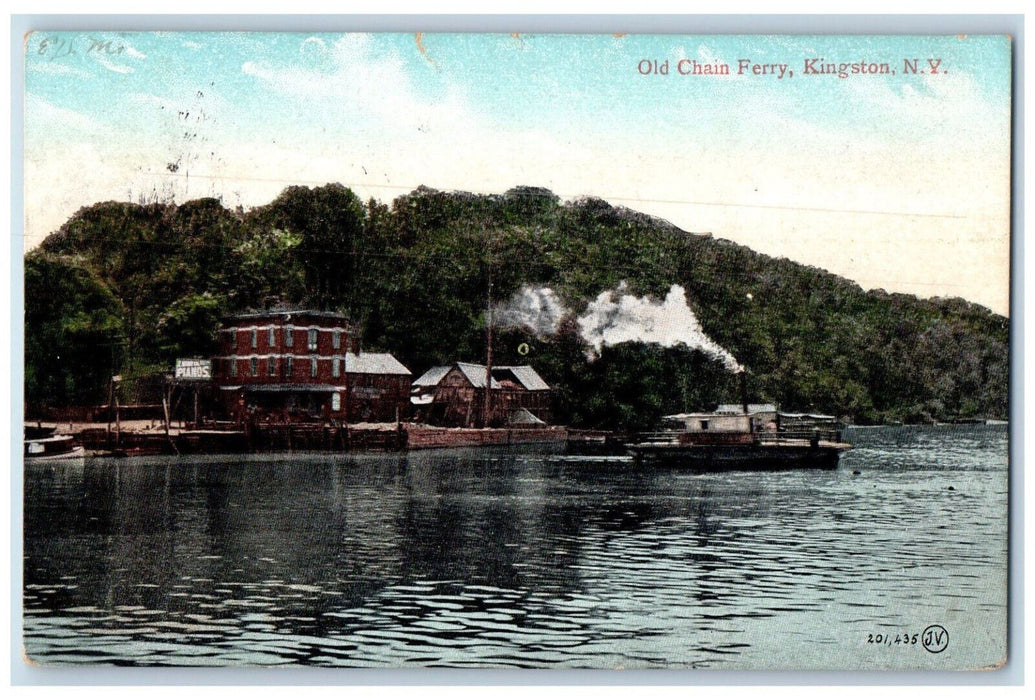 1907 Old Chain Ferry Sailing in Kingston New York NY Antique Posted Postcard