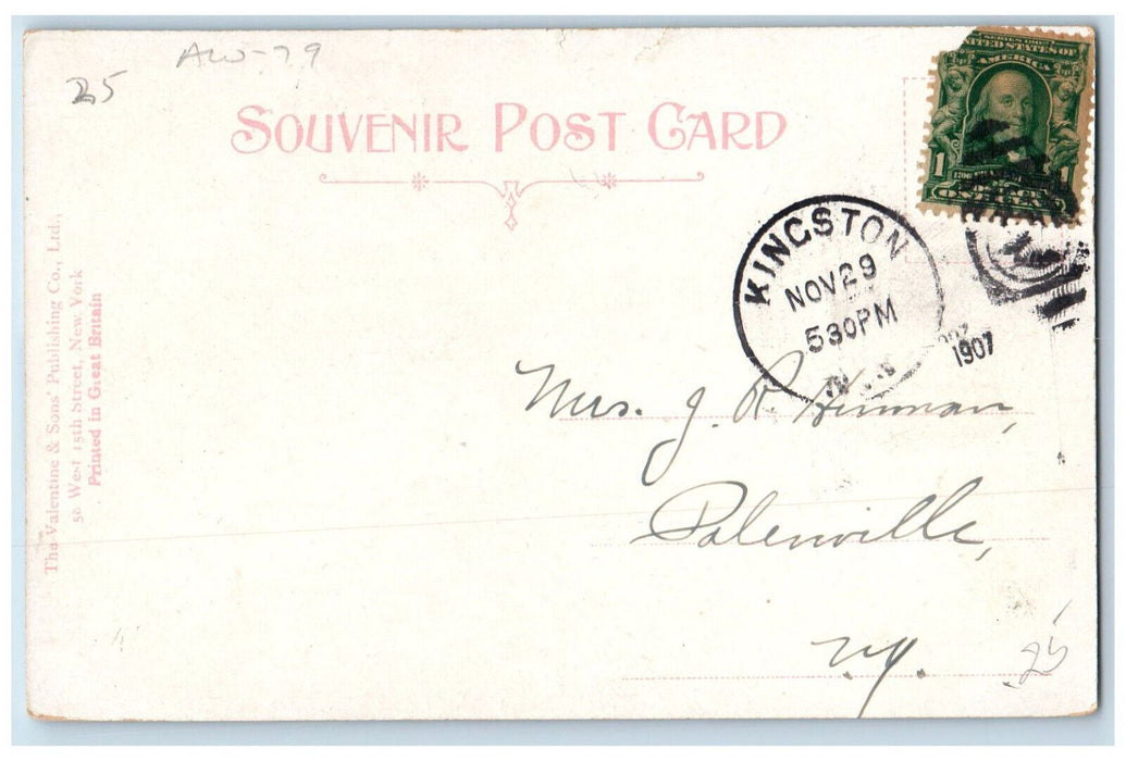 1907 Old Chain Ferry Sailing in Kingston New York NY Antique Posted Postcard