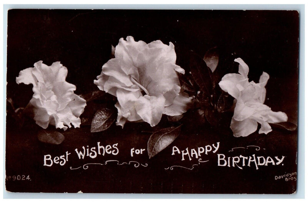 1909 Happy Birthday Flowers Davidson Bros Brooklyn NY RPPC Photo Posted Postcard