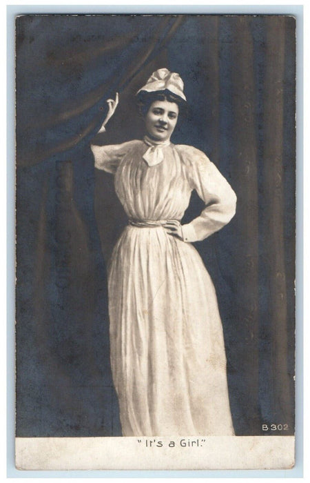 c1905 Pretty Woman Nurse Studio Portrait RPPC Photo Unposted Antique Postcard