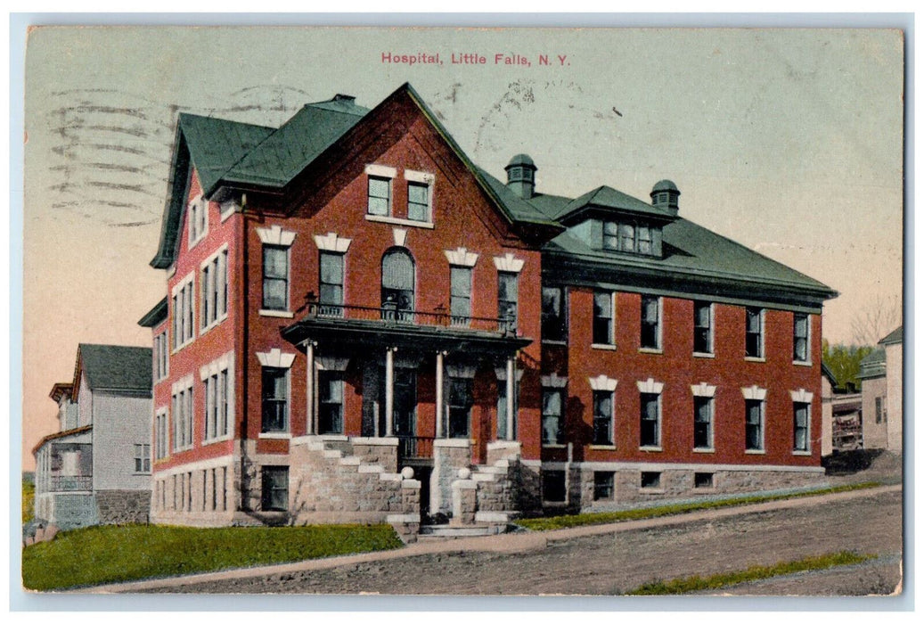 1910 Hospital Little Falls New York NY Antique Posted Photochrome Postcard