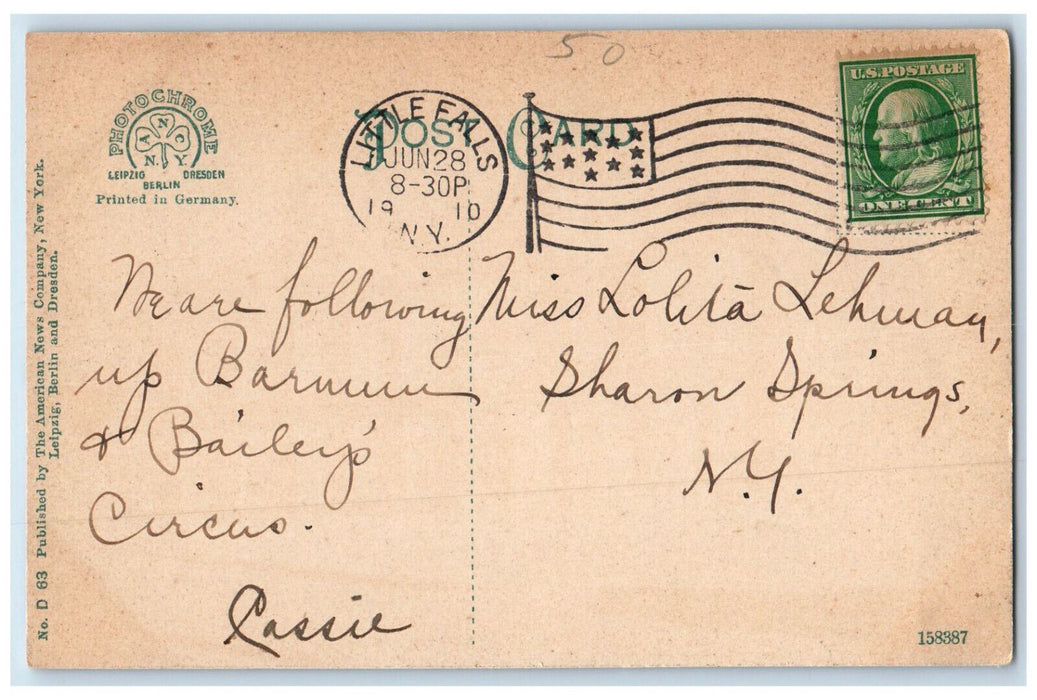 1910 Hospital Little Falls New York NY Antique Posted Photochrome Postcard