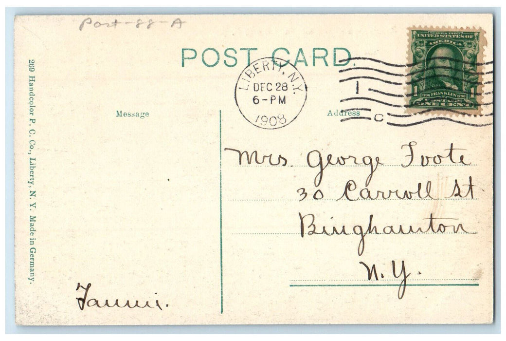 1908 Reservoir and Walnut Mount Liberty New York NY Antique Postcard