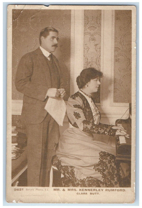 c1910's Mr. & Mrs. Kennerley Rumford Clara Butt Pianist RPPC Photo Postcard