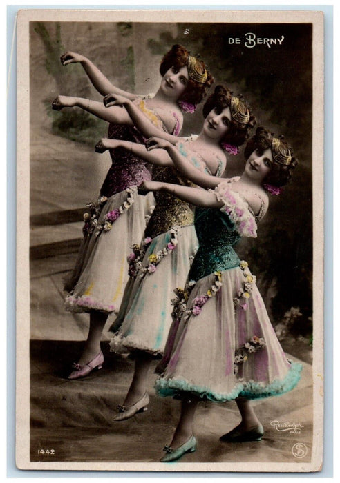 c1910's Pretty Womens Dancers De Berny RPPC Photo Posted Antique Postcard