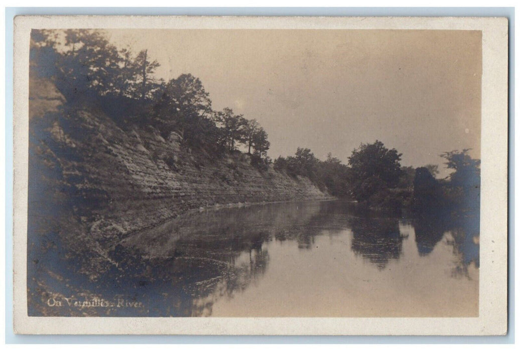 1907 Scene On Vermilion River Cliffs Vermilion Ohio OH RPPC Photo Postcard