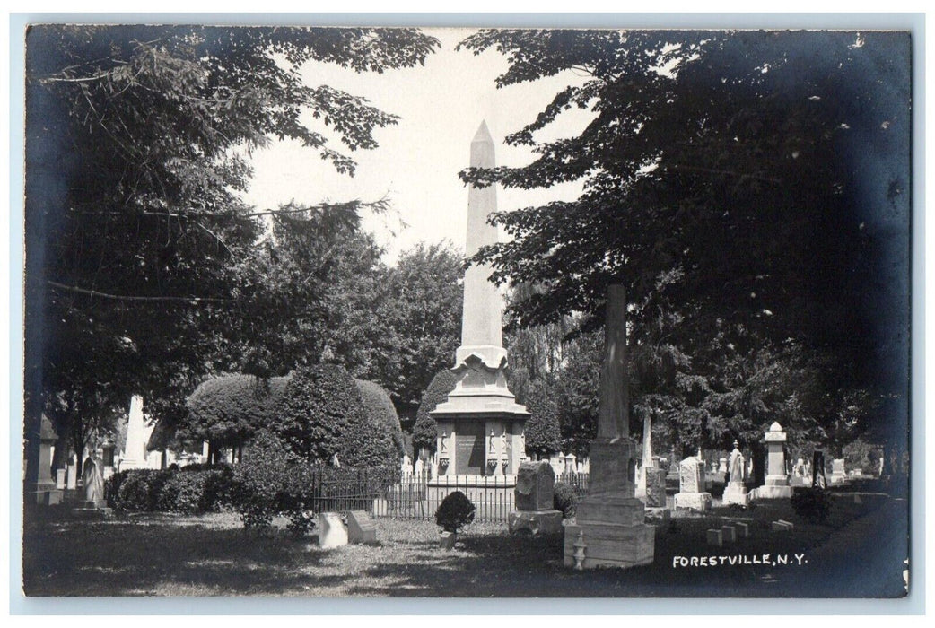 c1910's Graveyard Graves Monument Forestville NY RPPC Photo Unposted Postcard