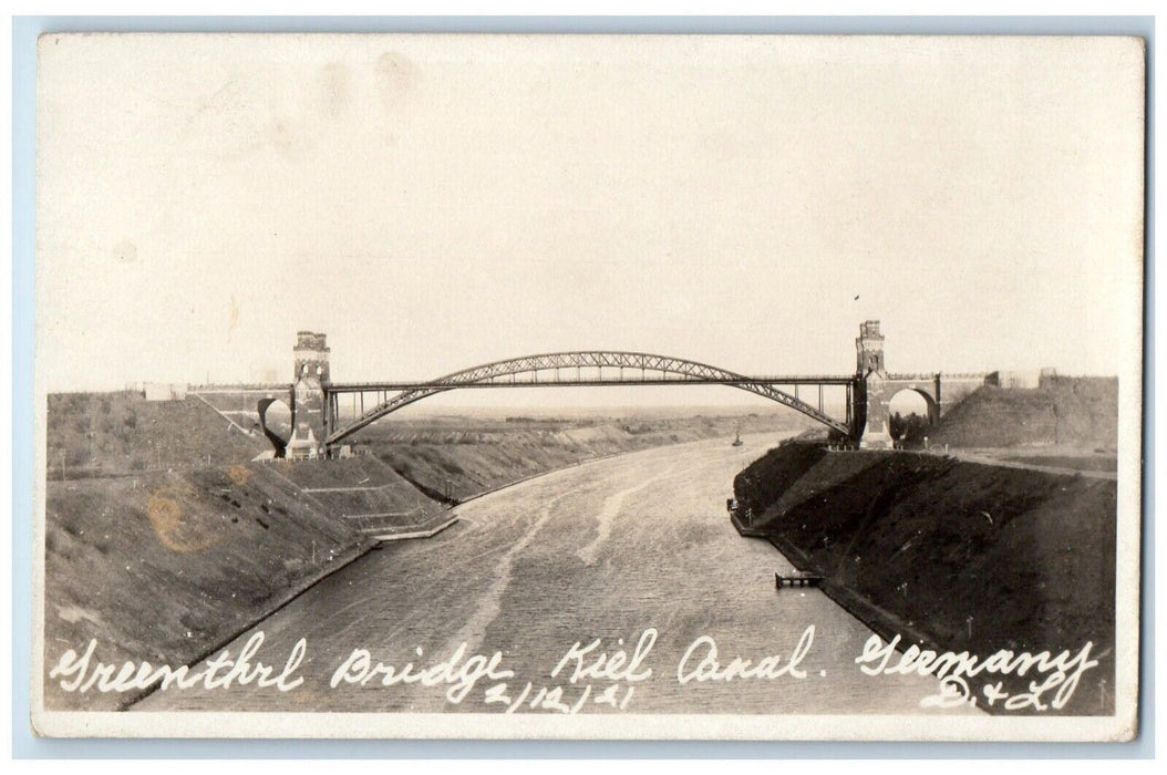 1921 Kiel Canal Grunenthal Bridge Germany RPPC Photo Unposted Postcard