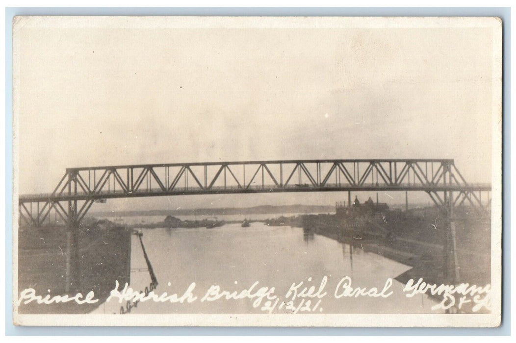 1921 Kiel Canal Prince Heinrich Bridge Germany RPPC Photo Unposted Postcard