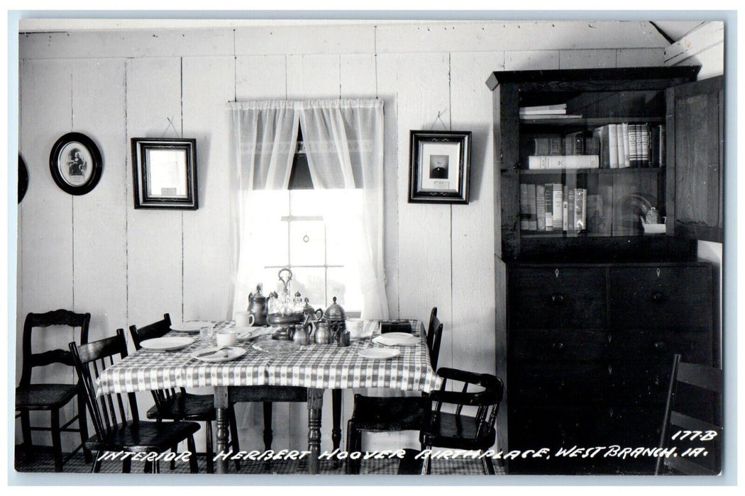 1953 Interior Herbert Hoover Birthplace West Branch Iowa IA RPPC Photo Postcard