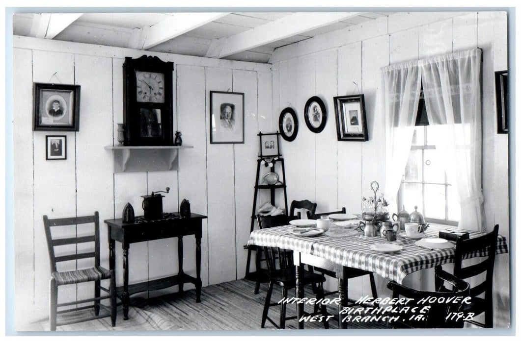 1953 Herbert Hoover Birthplace Interior West Branch Iowa IA RPPC Photo Postcard