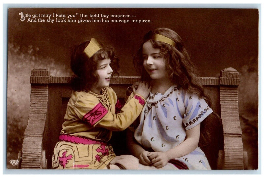 1913 Pretty Little Girl Studio Portrait Kempton Illinois EAS RPPC Photo Postcard