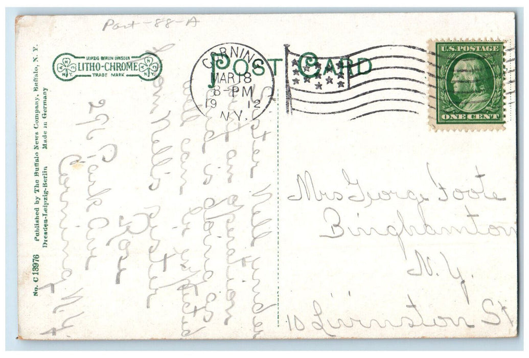 1912 Looking West from Bridge Corning New York NY Antique Posted Postcard