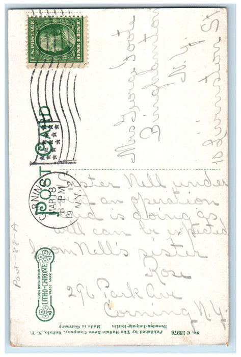 1912 Looking West from Bridge Corning New York NY Antique Posted Postcard