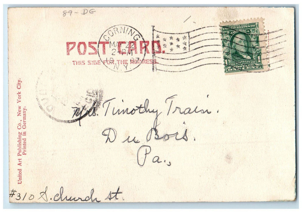 1907 St. Mary's Church Corning New York NY Antique Posted J.M. Greig Co Postcard