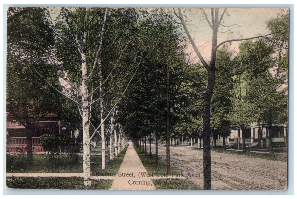 1908 Second Street West from Park Avenue Corning New York NY Monroe NY Postcard