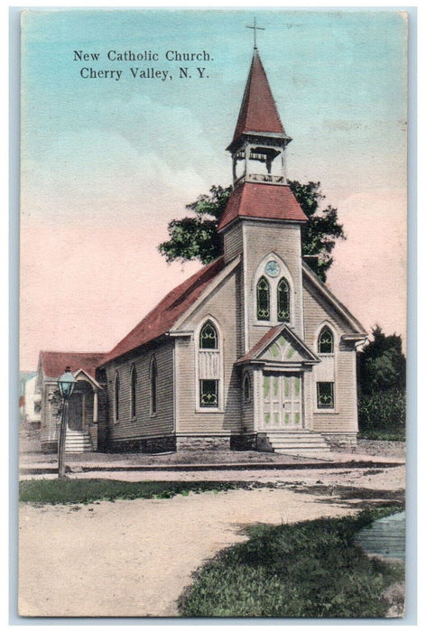 c1910 New Catholic Church Cherry Valley New York NY Antique Postcard