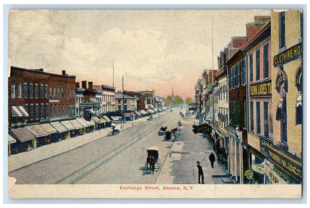 1909 Dandeegan's Cafe Exchange Street Geneva New York NY Antique Postcard