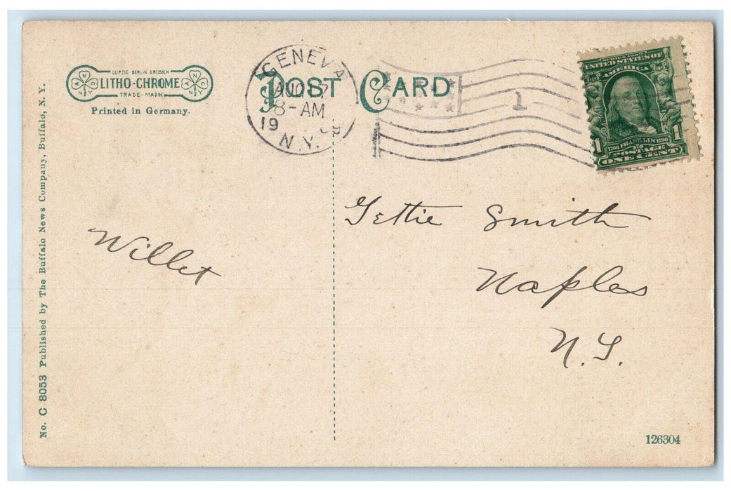 1909 Dandeegan's Cafe Exchange Street Geneva New York NY Antique Postcard