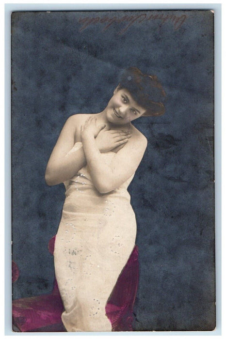 c1910's Pretty Woman Actress German Studio Portrait RPPC Photo Antique Postcard