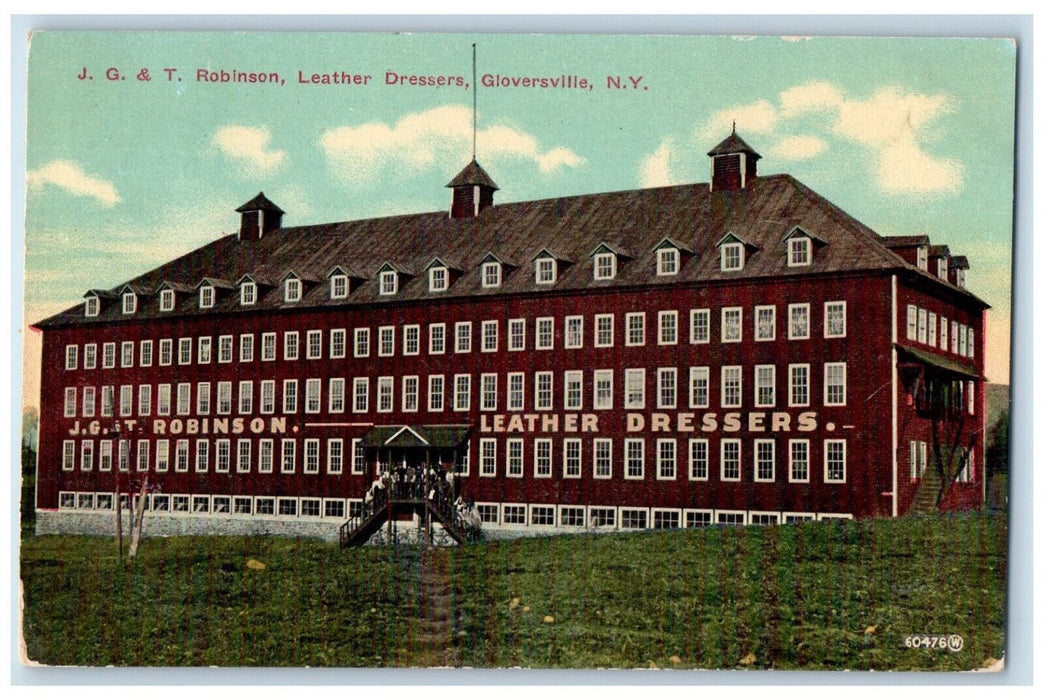 1913 J.G. & T. Robinson Leather Dressers Gloversville New York NY Postcard