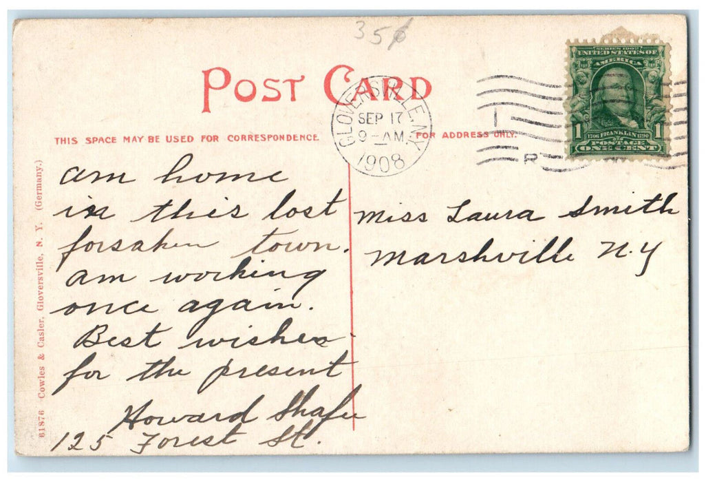 1908 Eccentric Club Gloversville New York NY Antique Posted Postcard