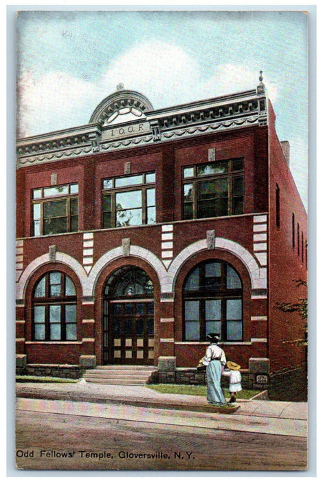 c1910 Odd Fellows Temple Gloversville New York NY Antique Unposted Postcard