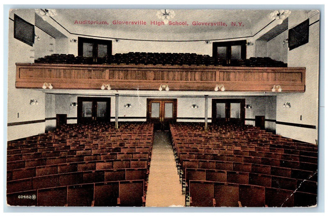 1913 Auditorium Gloversville High School Gloversville NY Antique Postcard