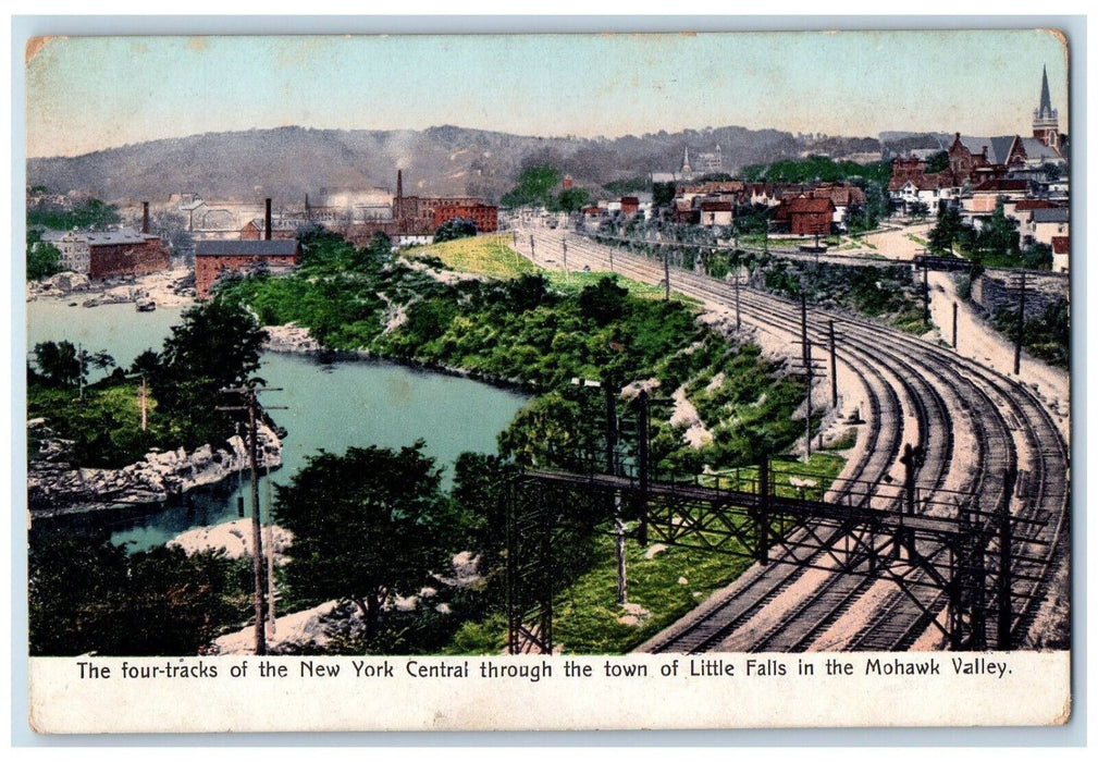 c1905 The Four Tracks of the New York Central Little Falls NY Postcard
