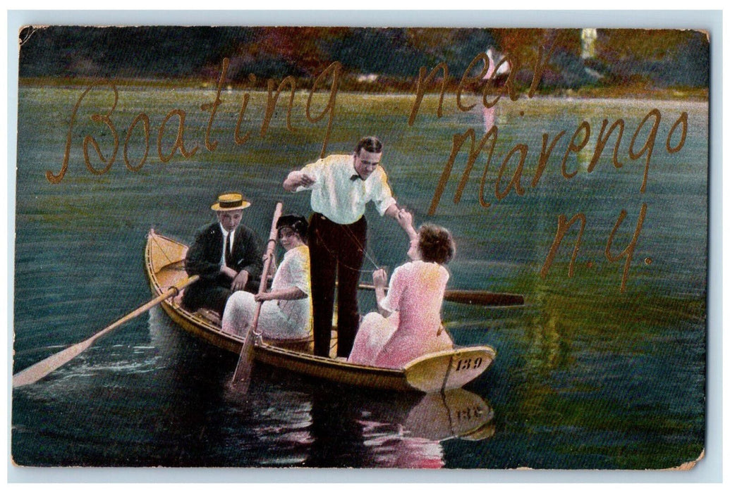 1912 Boating Near Marengo New York NY Glitters Antique Posted Postcard